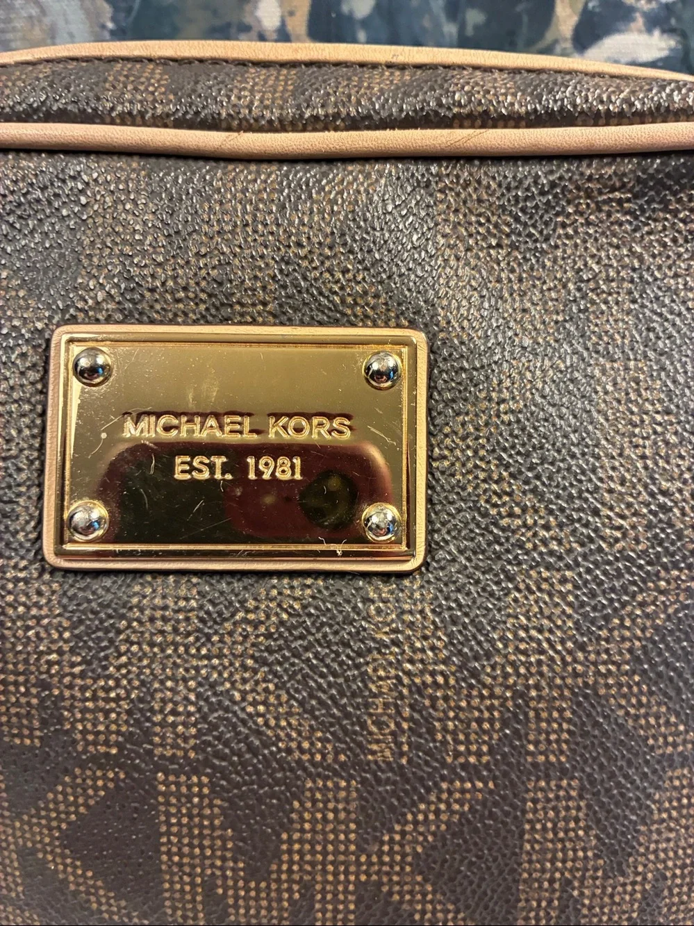Genuine Michael Kors Brown and Beige MK Signature Crossbody Bag